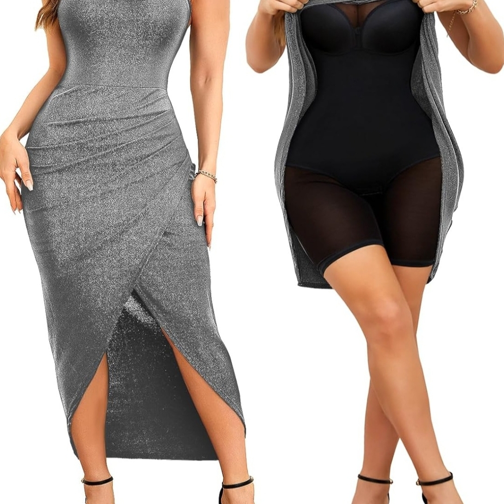 Slimers Women's Shapewear Dress Buit in Bra Layered Formal 2X NWOT